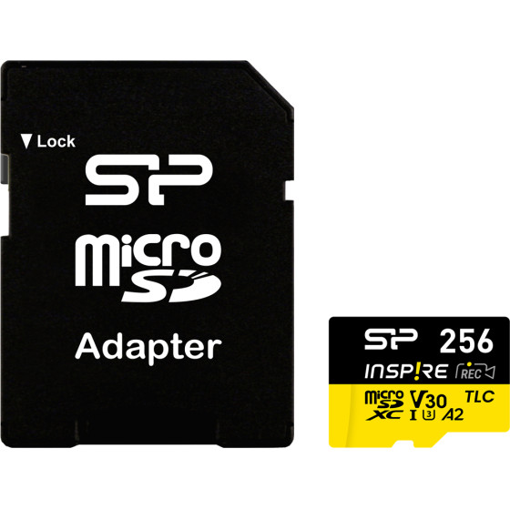 Silicon Power ����� ������ Microsdxc Inspire, 256GB, UHS-I U3 A1 V30 - (SP256GBSTXLA2V1NSP)