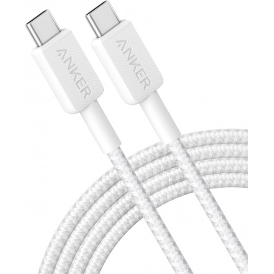 Anker USB-C To USB-C Cable 322, 60W, 3A, 0.9m, White - (A81F5G21)