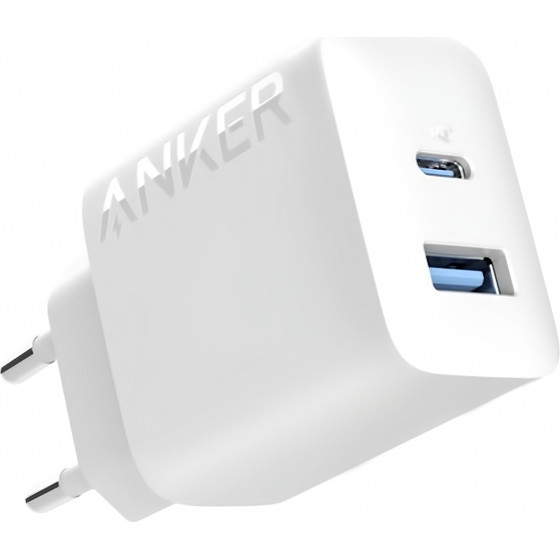 Anker Wall Charger 312, 20W, 3A, 1 x USB-A - 1 x USB-C, White - (A2348G21)