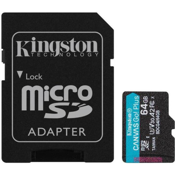 Kingston Memory Card Canvas Go Plus Class 10, UHS-I, U3, V30, A2 - (SDCG4/64GB)