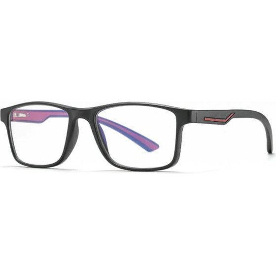 Techsuit - Anti-Blue Light Glasses Reflex TR90 (F2388) - Rectangular - Black / Red - (F2388/RED)