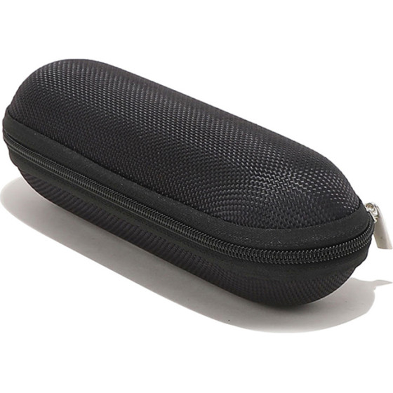 Techsuit - Glasses Case (ETOV1) - With Zipper, Eco Leather, 160 x 48 x 45mm - Black