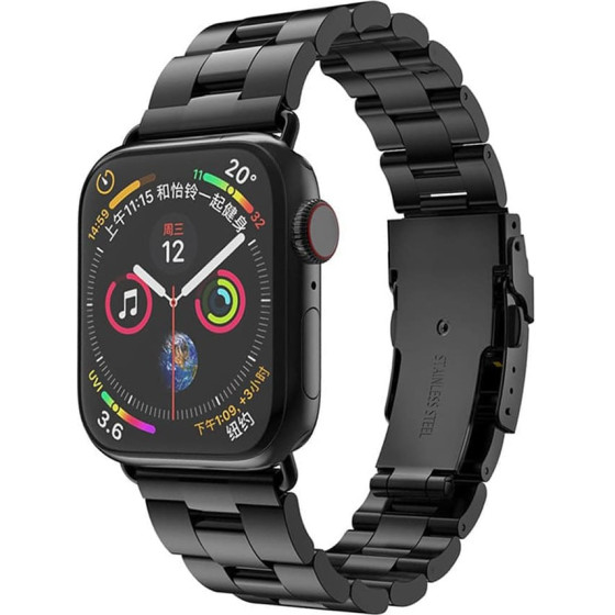 Techsuit - Watchband (W036) - Apple Watch 1/2/3/4/5/6/7/8/9/10/SE/Se 2/Ultra/Ultra 2 (42/44/45/46/49mm) - Black