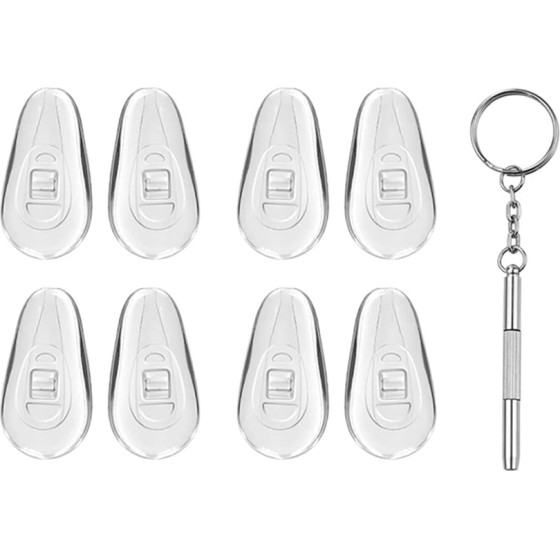 Techsuit - [Pack] Glasses Screwdriver With 4 Pairs Of Silicone Nose Pads (ST1) - From Metal, 6 x 0.5cm - Silver