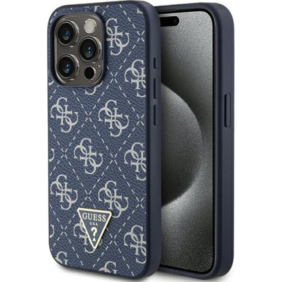 Guess 4G Triangle Metal Logo - Case For Iphone 15 Pro Max (blue) - (GUHCP15XPG4GPB)