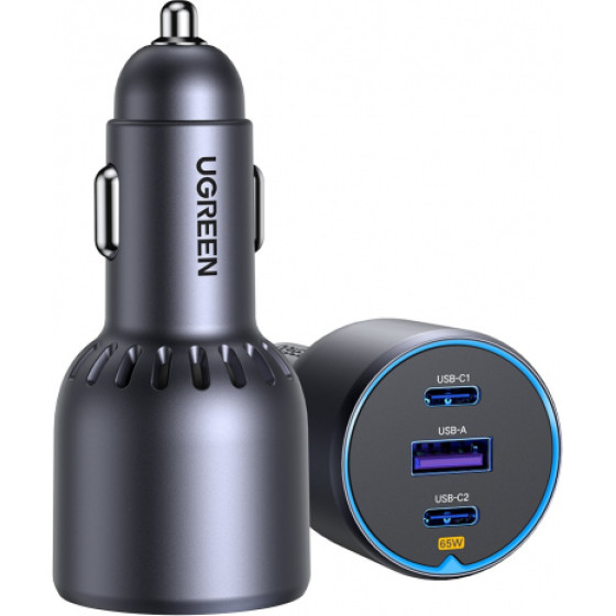 Ugreen Car Charger EC703, 75W, 3.25A, 1 x USB-A - 2 x USB-C, Black