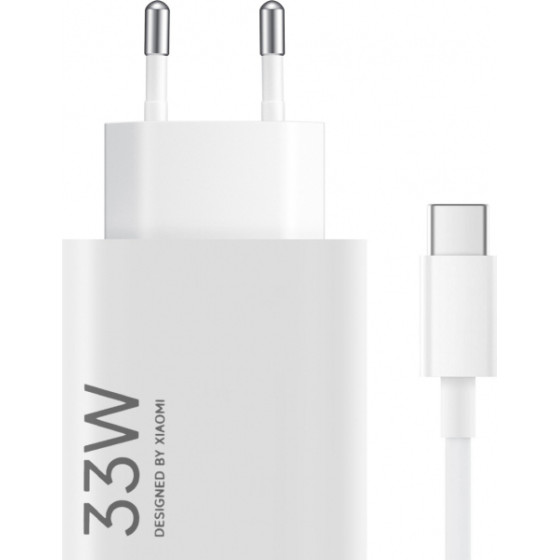 Xiaomi Wall Charger , 33W, 3A, 1 x USB-A, With USB-C Cable, White - (BHR9956EU)