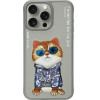 Nimmy case GLASSES COOL CAT for IPHONE 15 Pro gray