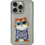 Nimmy case GLASSES COOL CAT for IPHONE 15 Pro gray