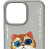 Nimmy case GLASSES COOL CAT for IPHONE 15 Pro gray