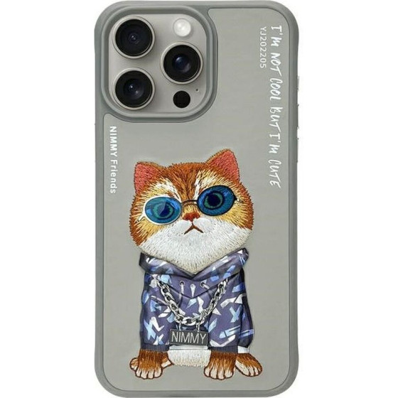 Nimmy case GLASSES COOL CAT for IPHONE 15 Pro Max gray