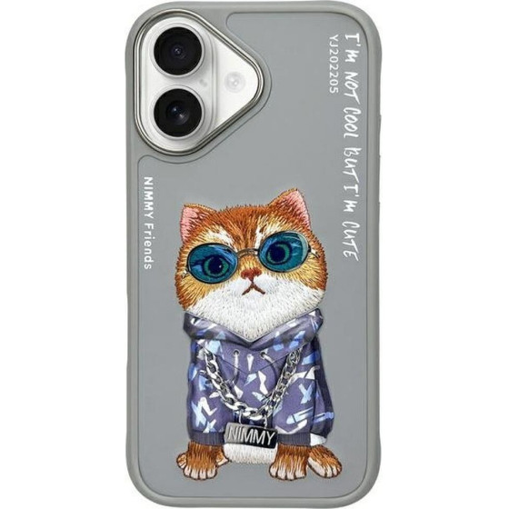 Nimmy case GLASSES COOL CAT for IPHONE 16 gray