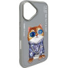 Nimmy case GLASSES COOL CAT for IPHONE 16 gray