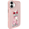 Nimmy case GLASSES COOL CAT for IPHONE 16 pink