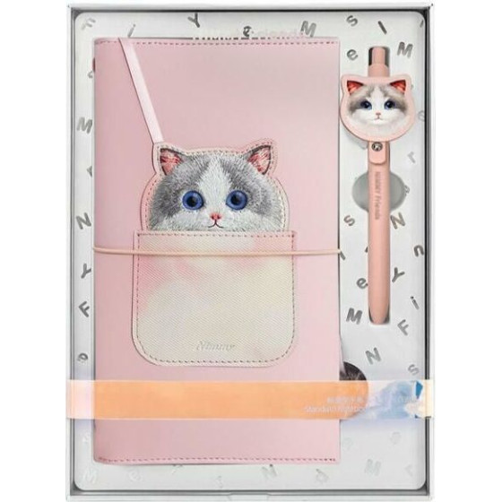 Nimmy set 2in1 notebook + pen BIG EYED PET 2.0 Cat pink