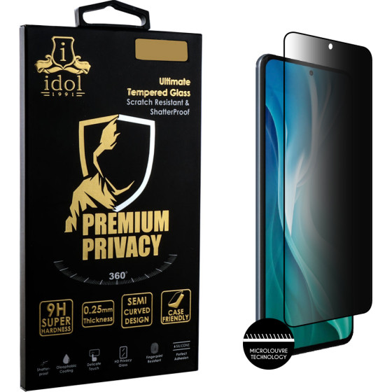 Idol 1991 Tempered Glass Xiaomi Mi 11i 6.67'' 9H 0.30mm Premium Privacy Antispy Semi Curved Full Glue BLACK
