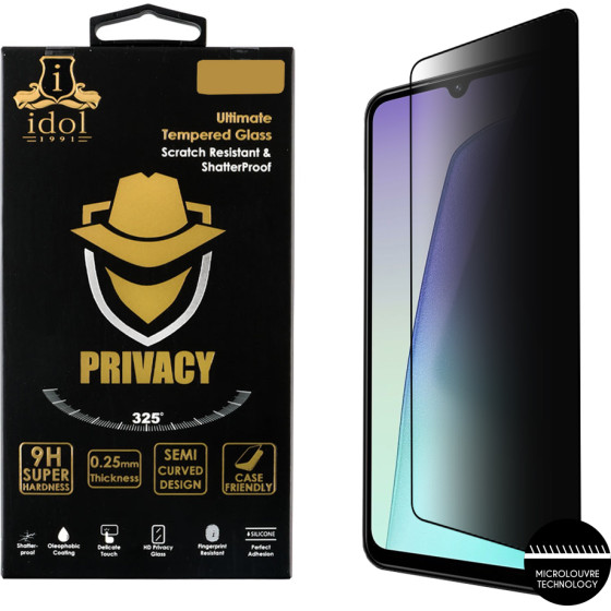 Idol 1991 Tempered Glass Xiaomi Redmi 14C/ Redmi A4/ Poco C75/ Poco M7 6.88'' 9H 0.25mm Privacy Antispy Semi Curved Full Glue BLA