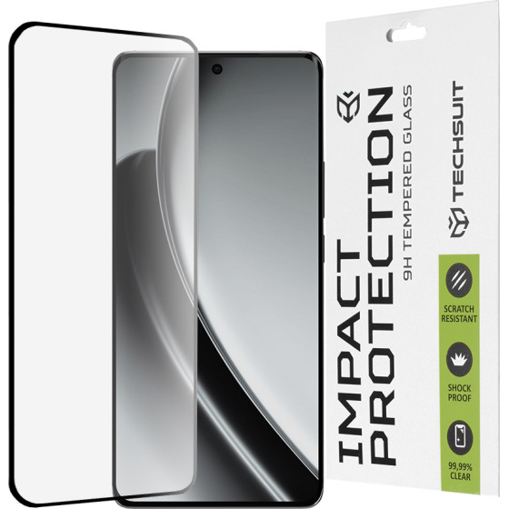 Techsuit - 111D Full Cover / Full Glue Glass / 3D Curved Screen - Realme Gt 6 / Gt 6T - Black