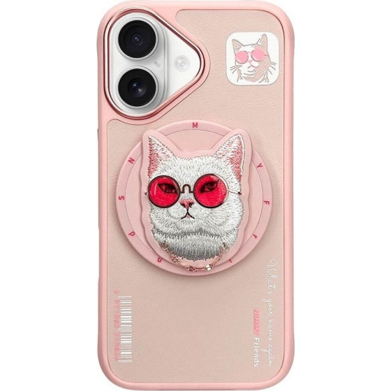 Nimmy Case Glasses Cool Cat Compatible With Magsafe For Iphone 16 pink