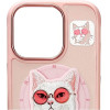 Nimmy Case Glasses Cool Cat Compatible With Magsafe For Iphone 16 Pro pink