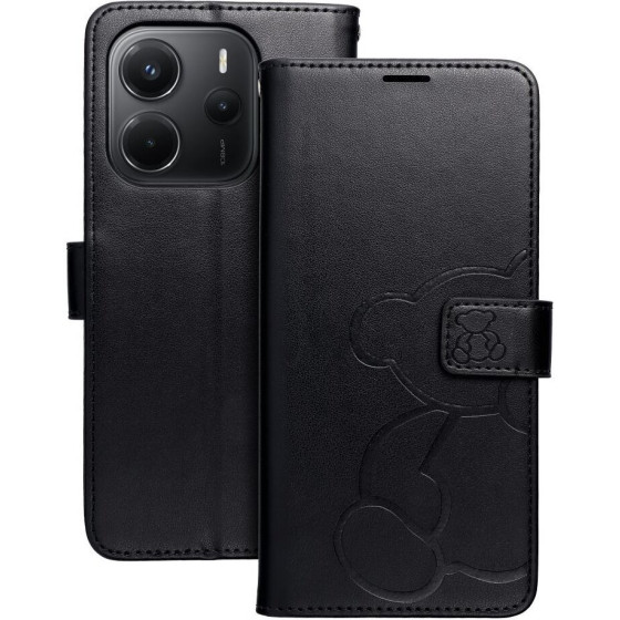 Mezzo Book Case For Xiaomi Redmi Note 14 4G (Global - 164,84mm x 78,15mm x 8,16mm) Teddy Bear Black OEM