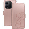 Mezzo Book Case For Xiaomi Redmi Note 14 4G (Global - 164,84mm x 78,15mm x 8,16mm) Teddy Bear Rose Gold OEM