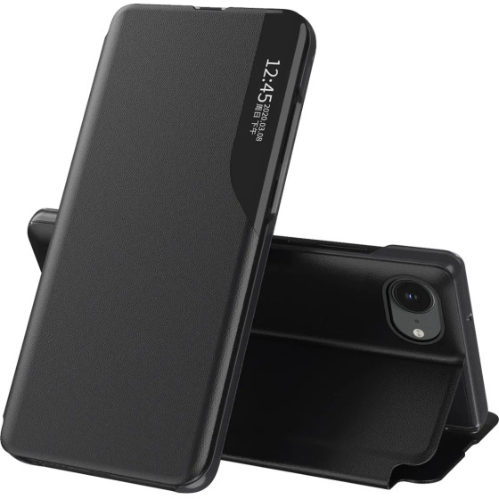 Hurtel Eco Leather View Case Elegant Case With Flap And Stand For Iphone 16e - Black - (Eco Leather View Case Iphone Se 2025 Black)