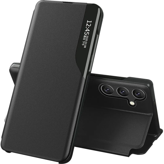 Hurtel Eco Leather View Case For Samsung Galaxy A54 5G With Flip stand, Black 9145576273852 - (Eco Leather View Samsung A54 Black)