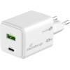 MediaRange 45W Gan Fast Charging Adapter (EU-Plug), 1x USB-C And 1x USB-A, USB-C(R) Power Delivery And Quick Charge� enabled, White - (MRMA113-2)