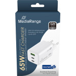MediaRange 65W Gan Fast Charging Adapter (EU-Plug), 2x USB-C And 1x USB-A, USB-C(R) Power Delivery And Quick Charge� enabled, White (MRMA116-2 - (MRMA116-2)