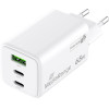 MediaRange 65W Gan Fast Charging Adapter (EU-Plug), 2x USB-C And 1x USB-A, USB-C(R) Power Delivery And Quick Charge� enabled, White (MRMA116-2 - (MRMA116-2)