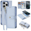 Dux Ducis Lawa Iphone 16 Pro Leather Case With Detachable Magnetic Wallet - Blue - (Dux Ducis Lawa Ip 16 Pro Light blue)