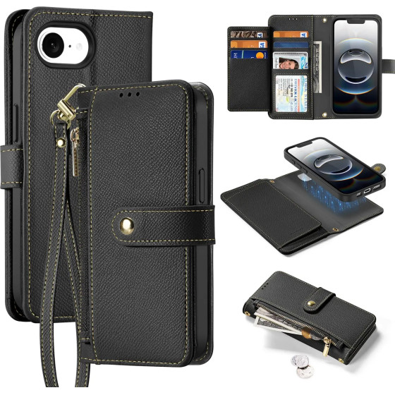 Dux Ducis Lawa Iphone 16e Leather Case With Detachable Magnetic Wallet - Black - (Dux Ducis Lawa Iphone 16e Black)