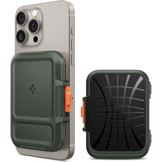 Spigen - Magnetic Card Holder Lock Fit Magsafe - Universal, For Card / Cash - Military Green