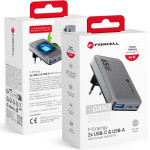 FORCELL F-Energy Gan VT-47 Ultra Slim Travel Charger 2 x Type C + Usb A Pd QC4.0 4A 65W gray