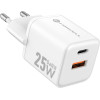 FORCELL F-Energy Mini Gan Iii VT-25B Travel Charger With 1 x Type C + 1x Usb A sockets, Pd QC4.0 25W white