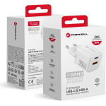 FORCELL F-Energy Mini Gan Iii VT-35 Travel Charger With 1 x Type C + 1x Usb A sockets, Pd QC4.0 30W white