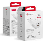 FORCELL F-Energy Mini Gan Iii VT-35A Travel Charger With 1 x Type C + 1x Usb A sockets, Pd QC4.0 20W white