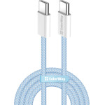 ColorWay - Data Cable - For Macbook Pro, Type-C To Type-C, Pd Fast Charging 60W, 3A, Nylon, 1m - Blue - (CW-CBPDCC061-BL)