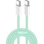 ColorWay - Data Cable - For Macbook Pro, Type-C To Type-C, Pd Fast Charging 60W, 3A, Nylon, 1m - Green - (CW-CBPDCC061-G)