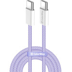 ColorWay - Data Cable - For Macbook Pro, Type-C To Type-C, Pd Fast Charging 60W, 3A, Nylon, 1m - Purple - (CW-CBPDCC061-PU)