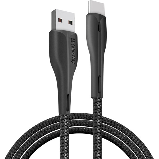 ColorWay - Data Cable - Usb To Type-C, For Syncing & Charging, With Led indicator, 2.4A, 480Mbps, 1m - Black - (CW-CBUC034-BK)