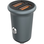 ColorWay - Mini Car Charger - 2x USB, Quick Charge 2.0 & 3.0, 36W, 3A, Huawei FCP, Auto Id Chip, 24V - Gray - (CW-CHA036Q-GR)