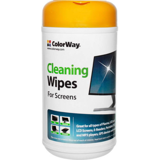 ColorWay - Wet Wipes - For Cleaning Dust / Dirt / Fingerprints, Universal, 100pcs, 12 x 12cm - White - (CW-1071)