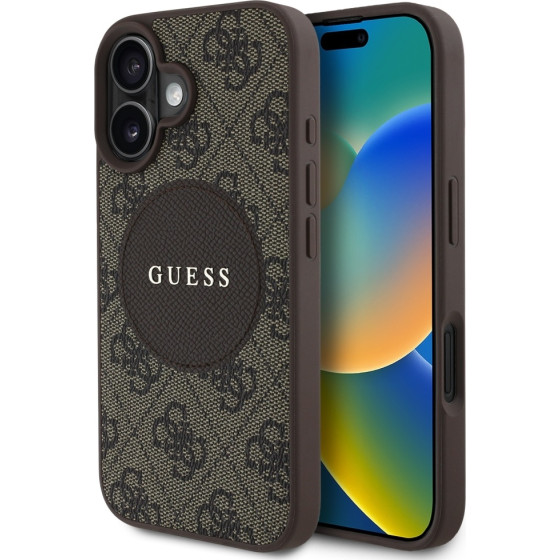 Guess - 4G Circle Classic Logo Magsafe - Iphone 16 - Brown - (GUHMP16SP4PGRSGW)