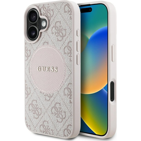 Guess - 4G Circle Classic Logo Magsafe - Iphone 16 - Pink - (GUHMP16SP4PGRSGP)