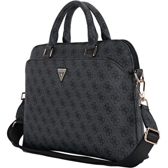 Guess - Computer Bag 4G Triangle Logo - 15'', Eco-Leather, Zipper Pocket, Detachable Strap, Adjustable - Black - (GUCB15P4DPTK)