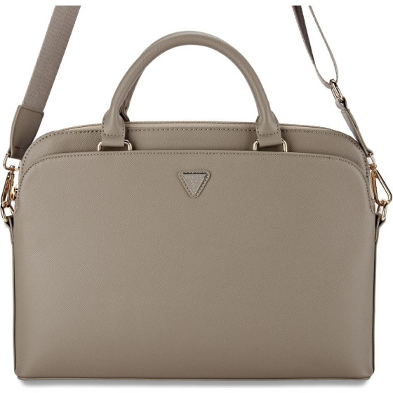 Guess - Computer Bag Pu Grained Triangle Logo - 15'', For Women, Eco-Leather, Adjustable Strap - Beige - (GUCB15PGTSPSW)