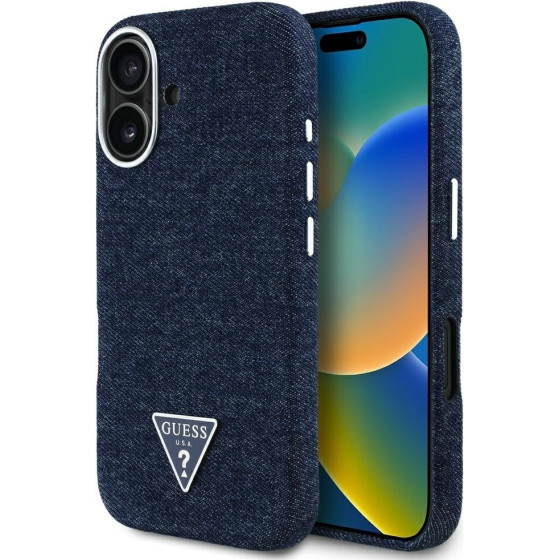 Guess - Denim Triangle Logo Magsafe - Iphone 16 - Blue - (GUHMP16SRJFWTLB)