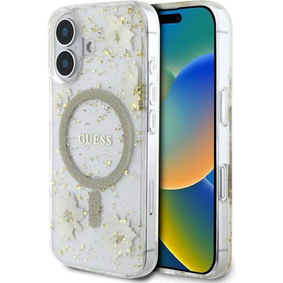 Guess - Hardcase Resin Flowers And Glitter Magsafe - Iphone 16 - Beige - (GUHMP16SRBFGFGME)
